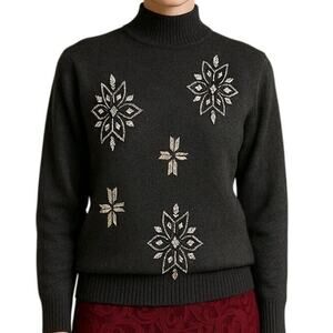 Vintage Victoria Jones Sweater Silk Angora Wool Blend Beaded Size M 80s Glam